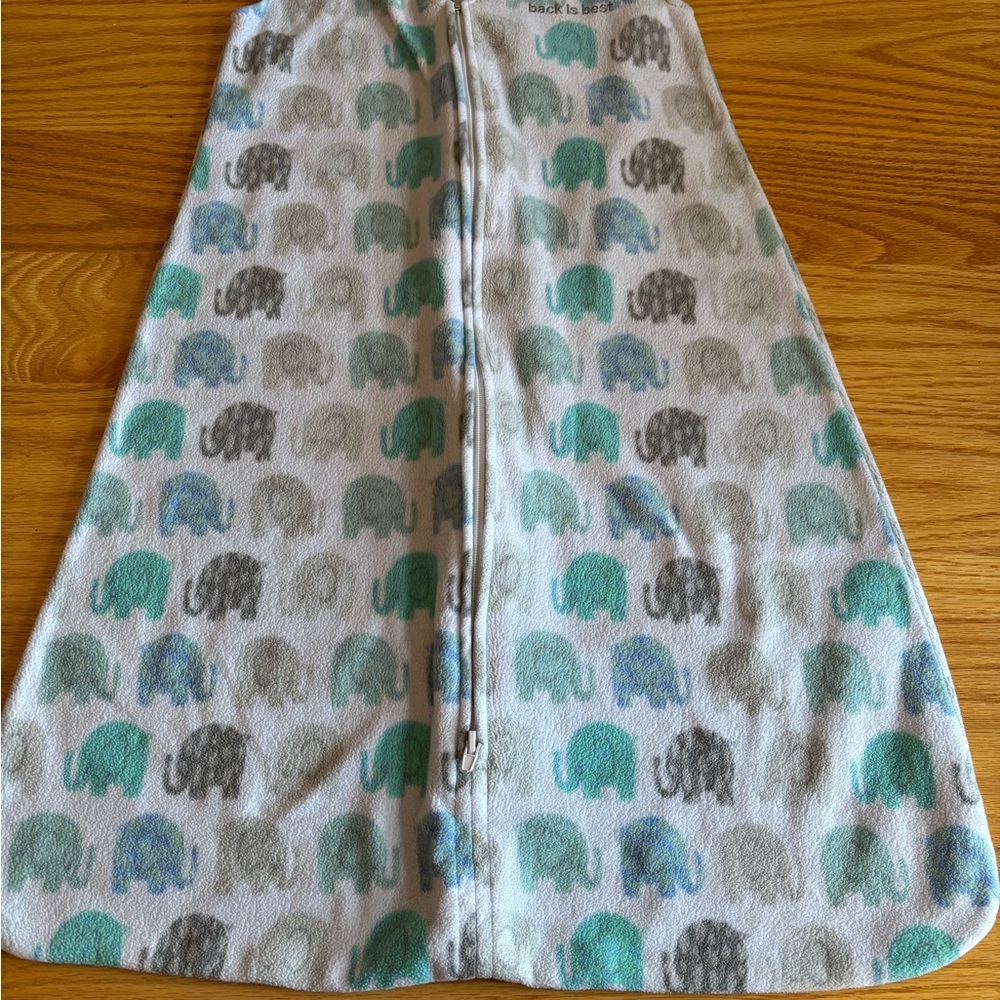 Halo Micro Fleece Sleep Sack Wearable Blanket Size M Blue Green Gray Elephants